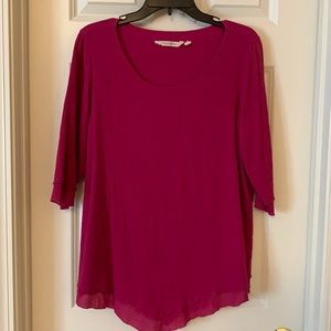 Hot Pink Gauze Blouse. Sz M. Excellent.